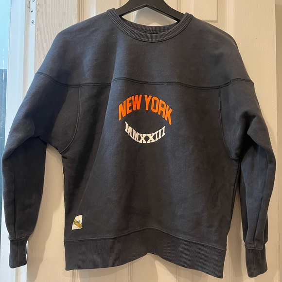 Tracksmith New York Marathon Crewneck Sweater - Dark Gray and Orange - Picture 1 of 4